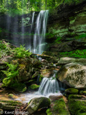 04A-29  GOD BEAMS AND MIST ON FLAT ROCK RUN FALLS, DOLLY SODS WILDERNESS, WV  © KENT MASON