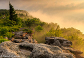 04B-14  RISING FOG MEETS SUNSHINE AT THE RIM, BEAR ROCKS PRESERVE, WV © KENT MASON